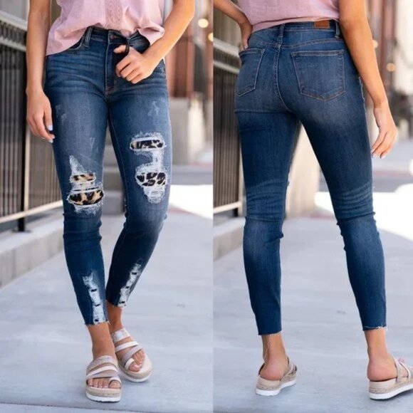 Judy Blue Women's Size 9 / 29 Leopard Patch Skinny Fit Denim Jeans‎ - Picture 10 of 10